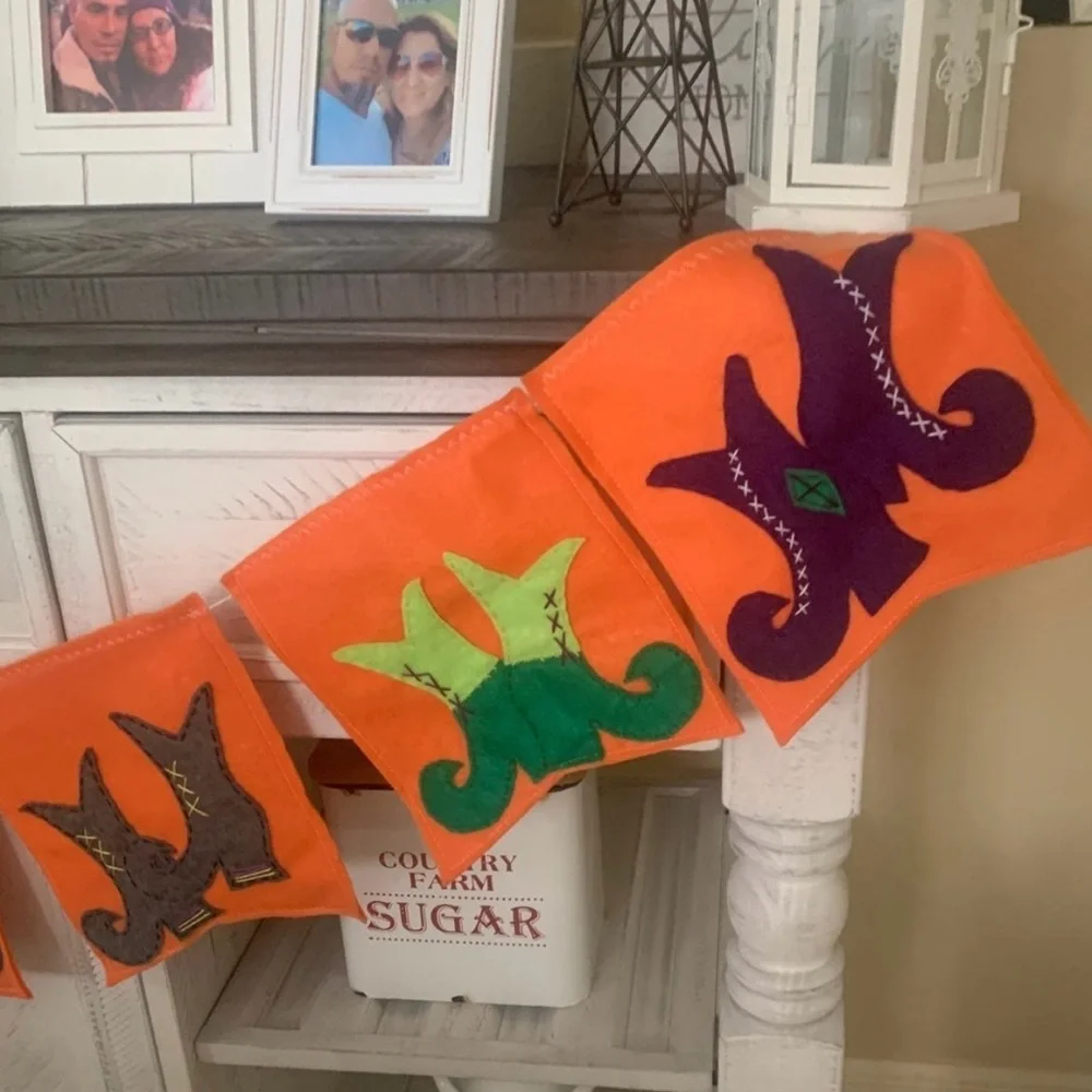 Halloween witches boots felt banner / Halloween decor